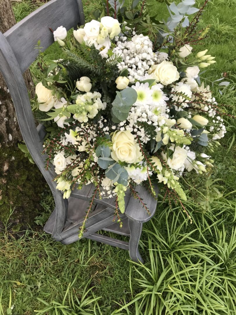 bouquet fleurs rond champetre blanc - Bouquets ronds