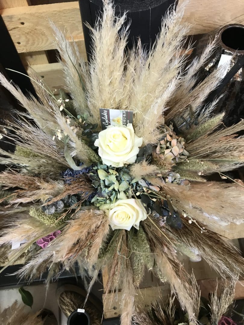 bouquet fleurs sechees champetre blanc - Bouquets secs